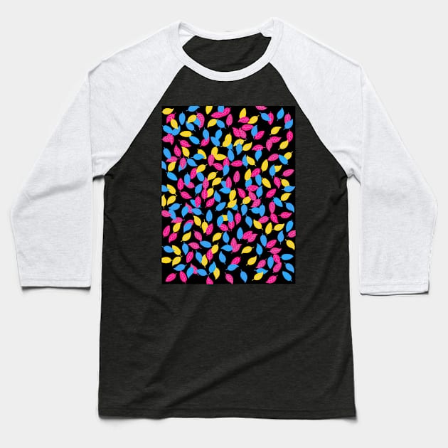 Pansexual Pride Scattered Leaves Baseball T-Shirt by VernenInk